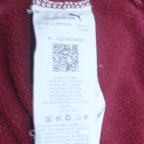 Puma Men’s Red Pullover Hoodie Size L Regular Fit Fleece Logo