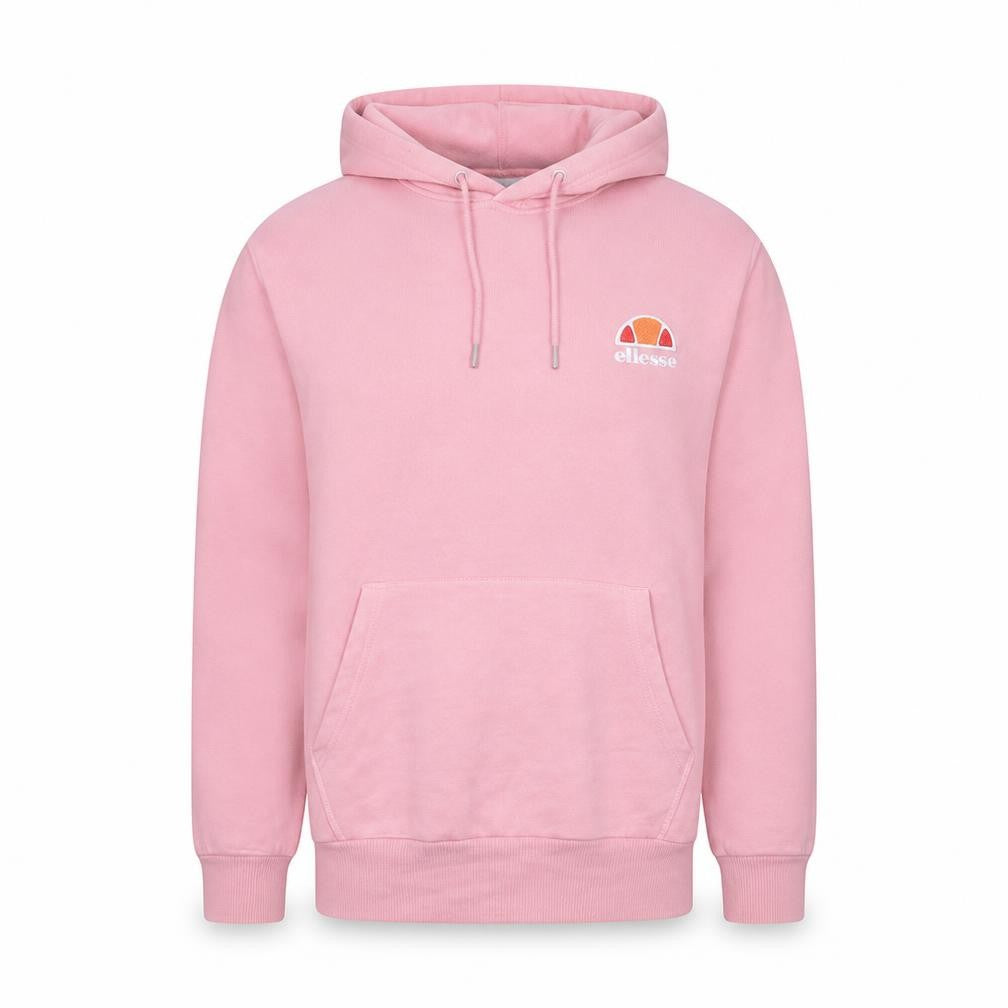 Front view of Ellesse Men's Pink Pullover Hoodie Medium Cotton Blend Casual Sweatshirt