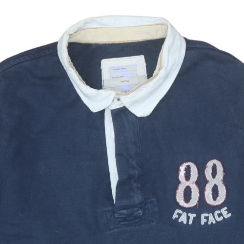 Fat Face Men's Blue Long Sleeve Polo Shirt Size M Embroidered 88
