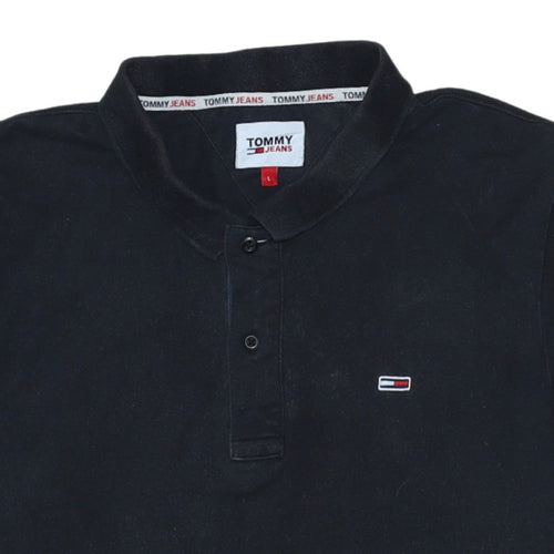 Tommy Jeans Men's Black Polo Shirt L Regular Fit Cotton