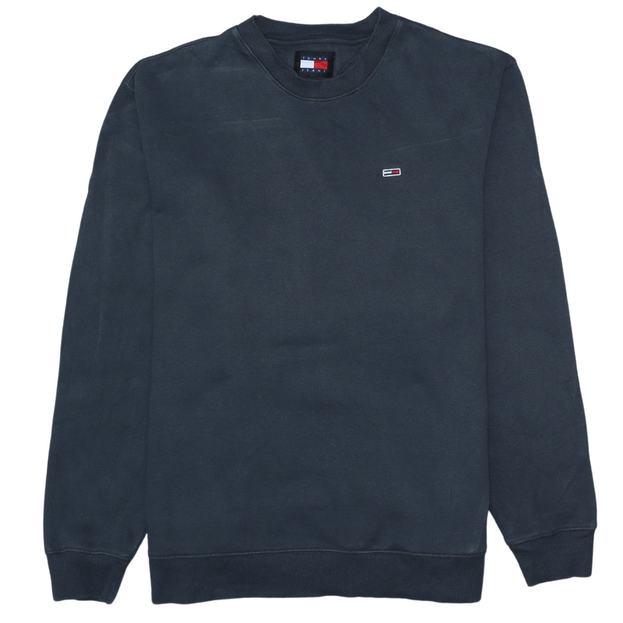 Tommy Jeans Men's Blue Cotton Crew Neck Pullover Sweatshirt L