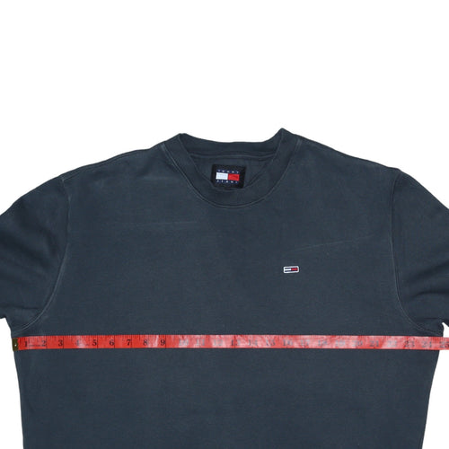 Tommy Jeans Men's Blue Cotton Crew Neck Pullover Sweatshirt L