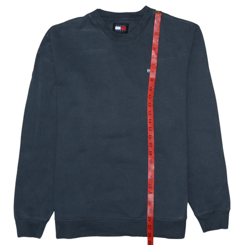 Tommy Jeans Men's Blue Cotton Crew Neck Pullover Sweatshirt L