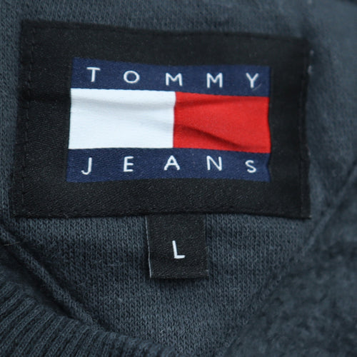 Tommy Jeans Men's Blue Cotton Crew Neck Pullover Sweatshirt L