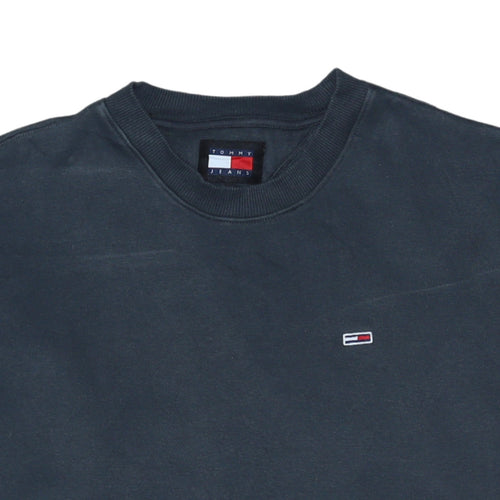 Tommy Jeans Men's Blue Cotton Crew Neck Pullover Sweatshirt L