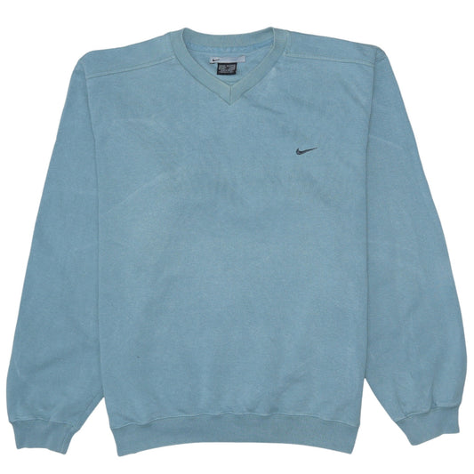 Nike Men’s Blue V-Neck Pullover Sweatshirt Size M Vintage Sportswear