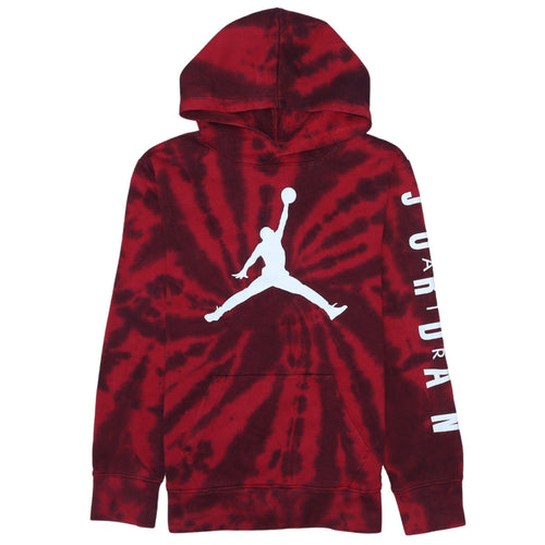 Jordan Boys Red Black Tie Dye Pullover Hoodie 12-13 Years Logo Fleece