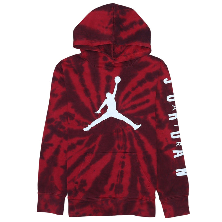 Jordan Boys Red Black Tie Dye Pullover Hoodie 12-13 Years Logo Fleece