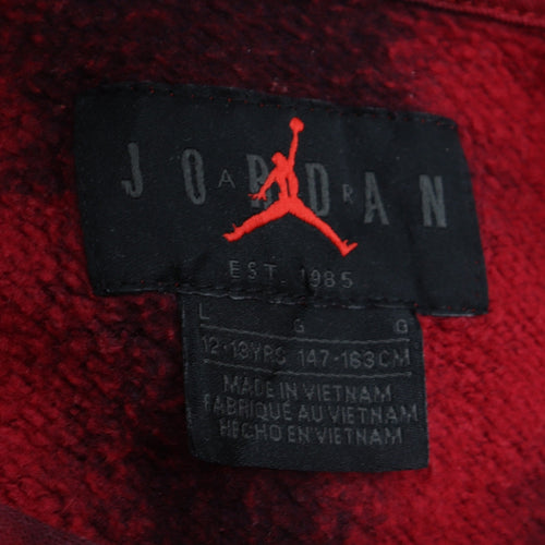 Jordan Boys Red Black Tie Dye Pullover Hoodie 12-13 Years Logo Fleece