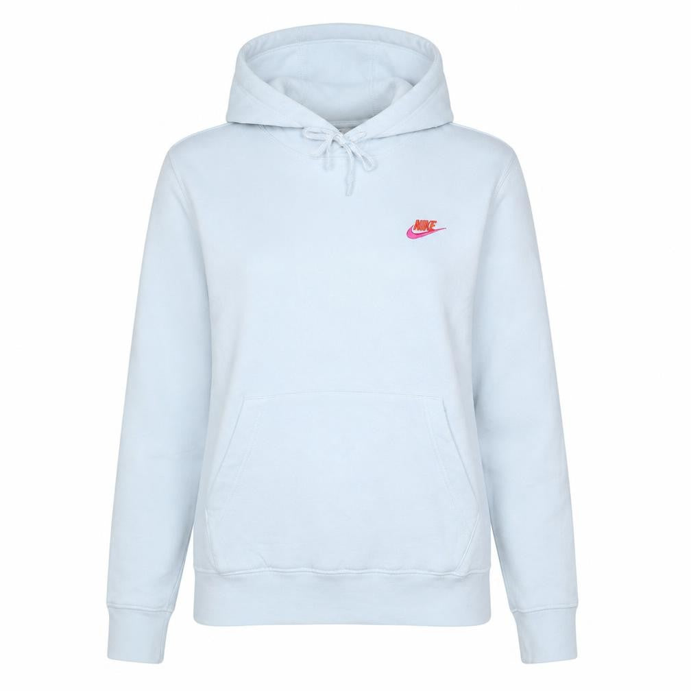 Front view of Nike women’s white medium pullover hoodie cotton blend casual