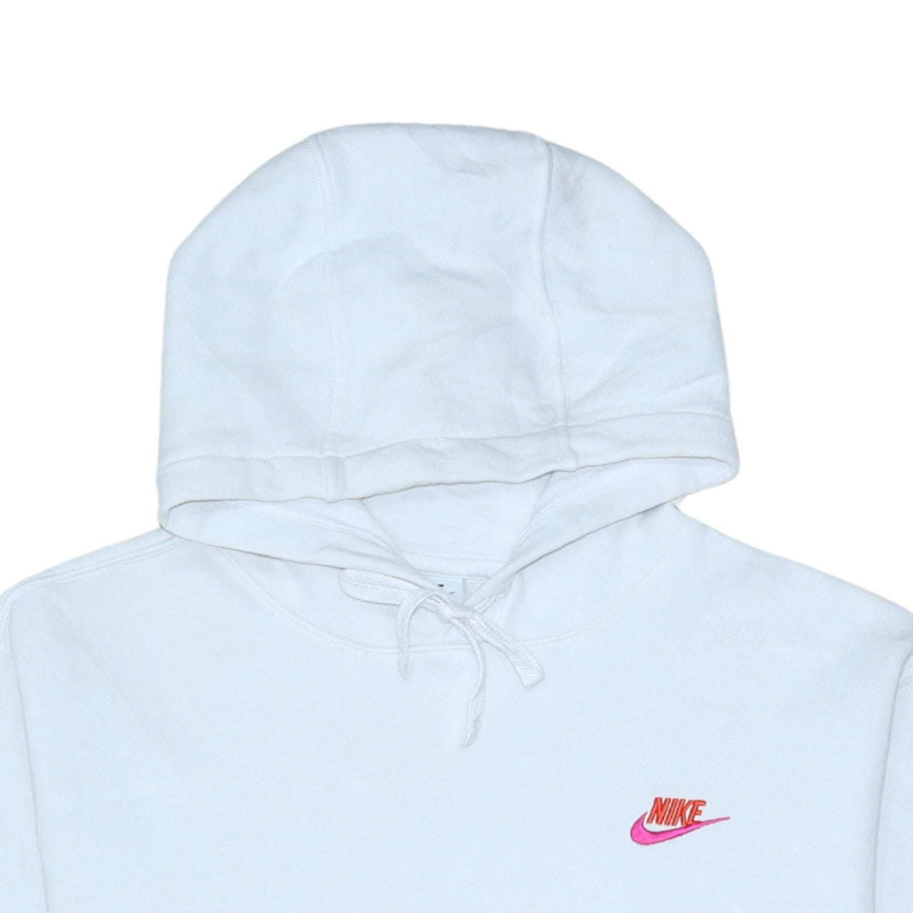 Nike Womens White Medium Pullover Hoodie Cotton Blend Casual