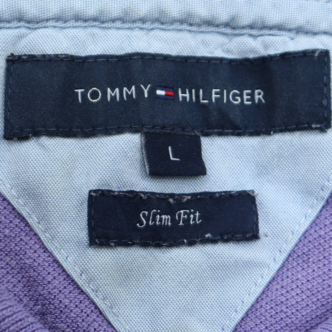 Tommy Hilfiger Men's Purple Slim Fit Cotton Polo Shirt Size L