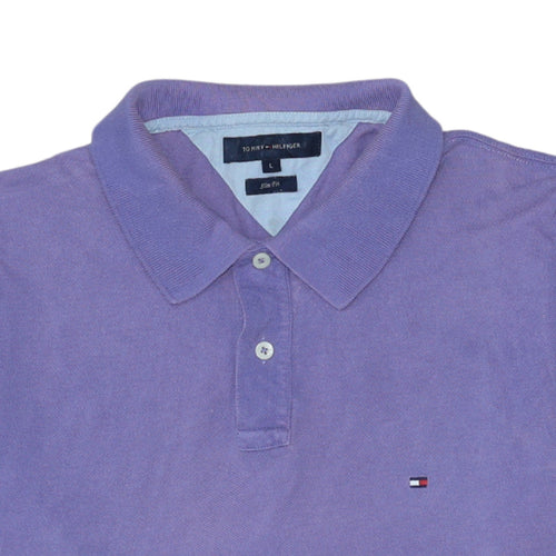 Tommy Hilfiger Men's Purple Slim Fit Cotton Polo Shirt Size L