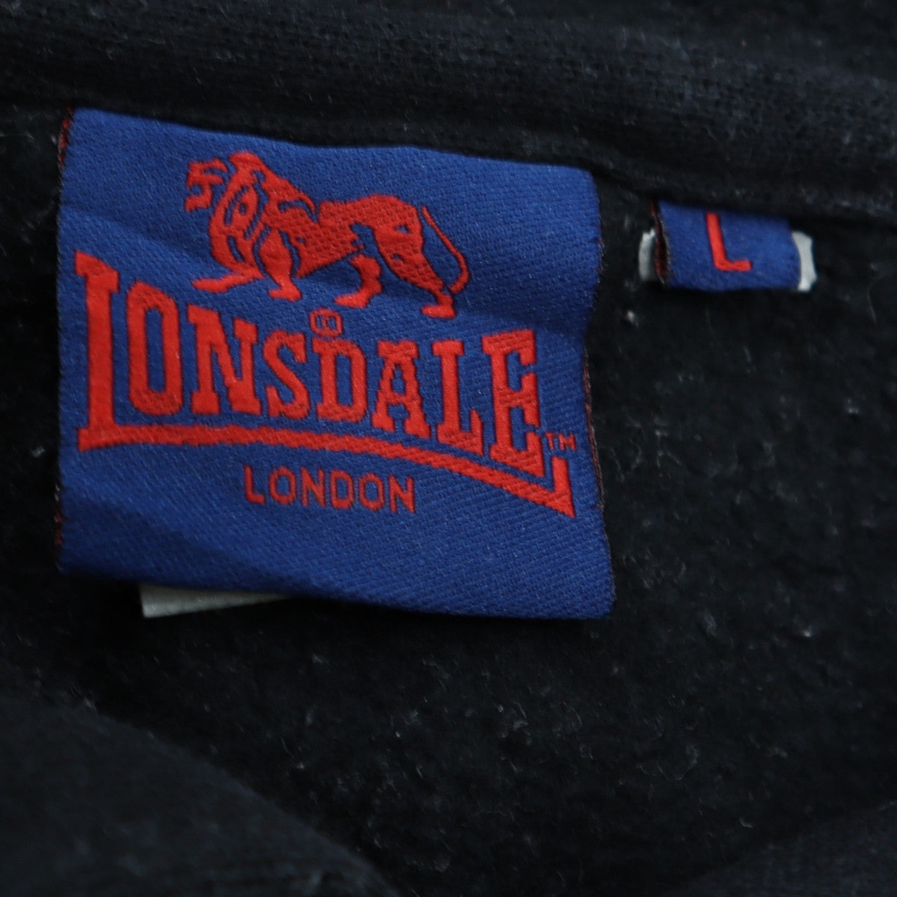 Lonsdale Mens Black Full Zip Hoodie Size L Fleece Sportswear