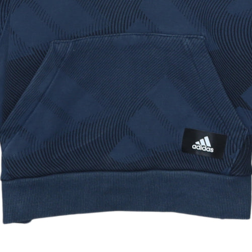 Adidas Mens Blue XS Pullover Hoodie Graphic Print