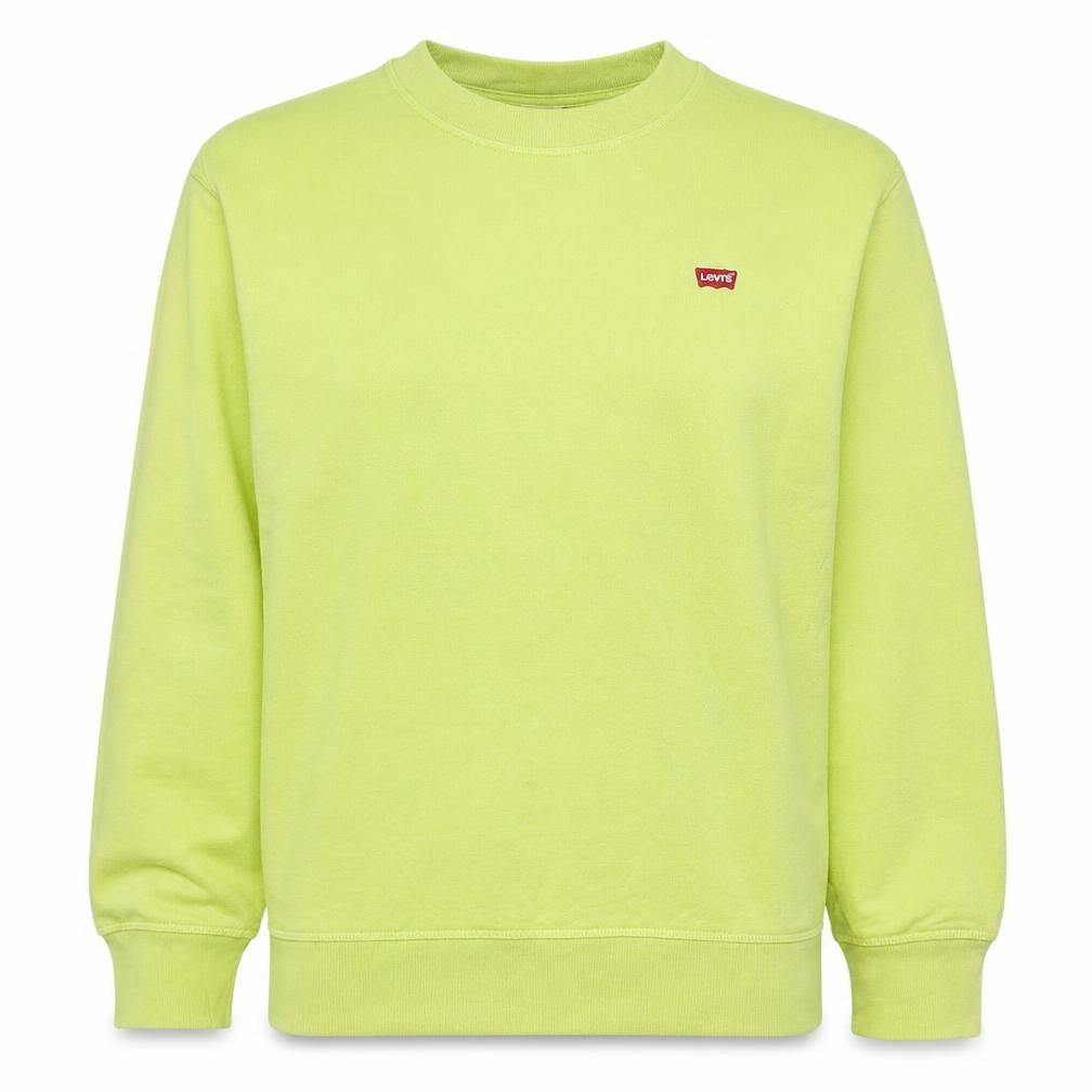 Front view of Levi's women’s yellow logo crew neck pullover sweatshirt, size M
