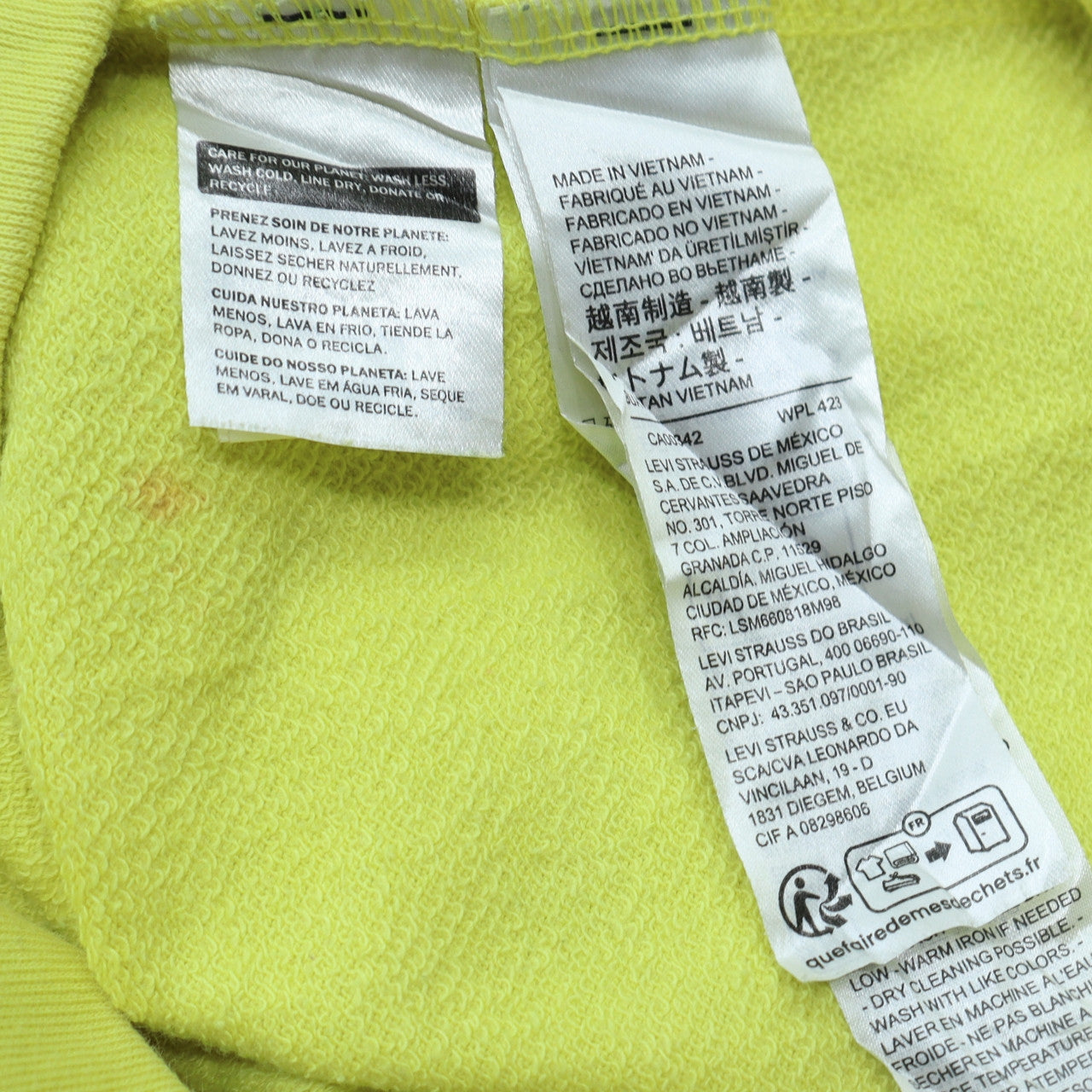 Levi's Womens Yellow Logo Crew Neck Pullover Sweatshirt Size M