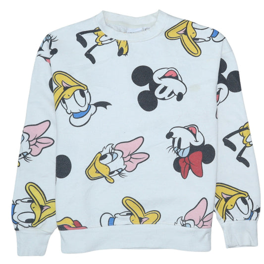 Disney Women White Mickey & Friends XS Pullover Sweatshirt