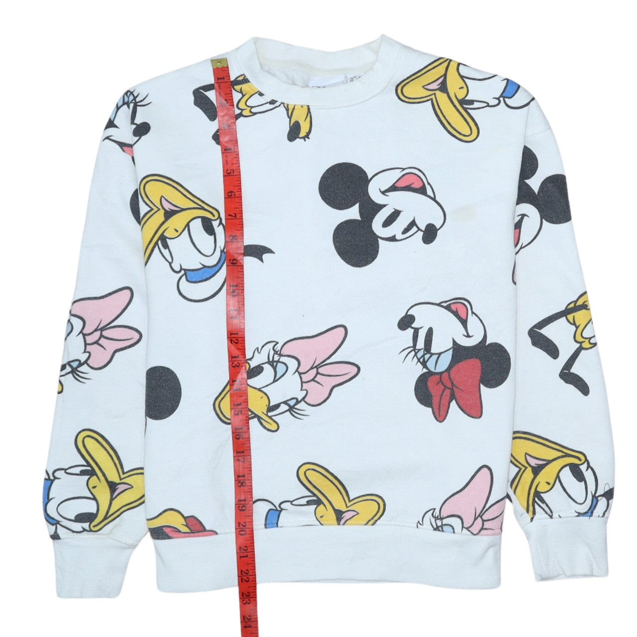 Disney Women White Mickey & Friends XS Pullover Sweatshirt