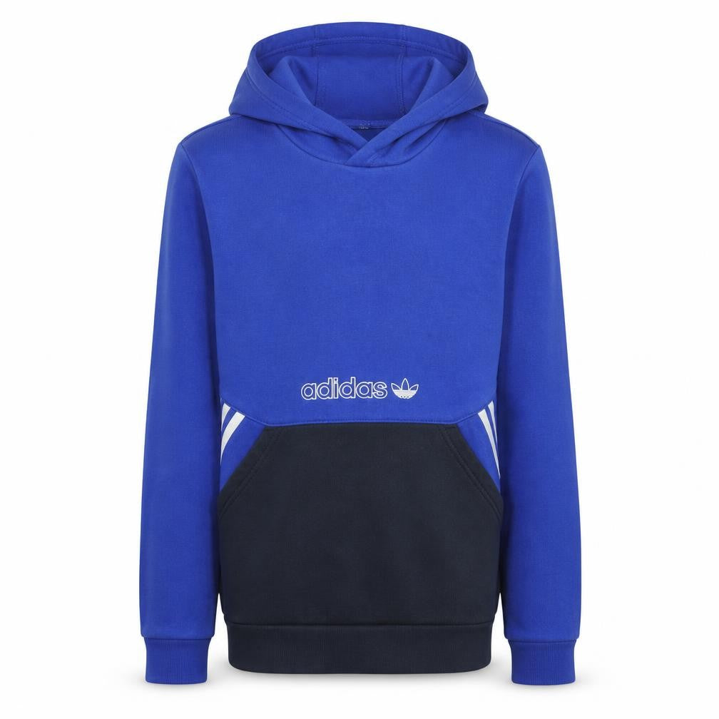 Adidas Boys Blue Pullover Hoodie 15-16 Years Colourblock Logo Sweatshirt