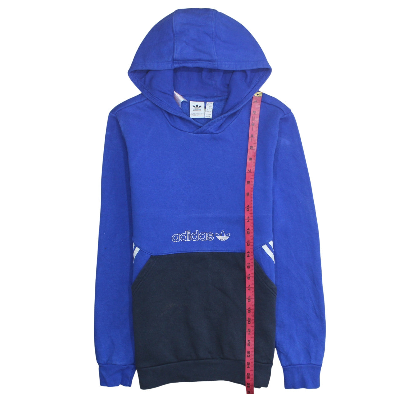 Adidas Boys Blue Pullover Hoodie 15-16 Years Colourblock Logo Sweatshirt