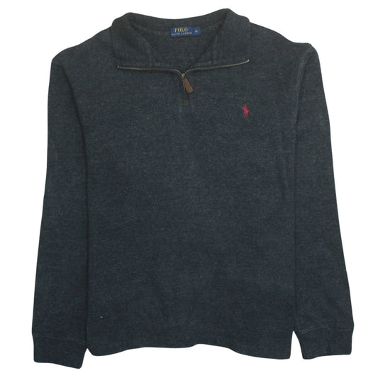 Ralph Lauren Men Grey Cotton 1/2 Zip High Neck Jumper XL