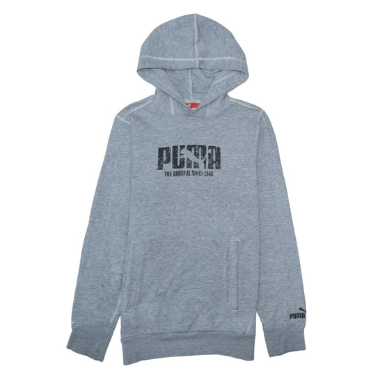 Puma Boys Grey Pullover Hoodie Size 12 Years Graphic Print Cotton Blend