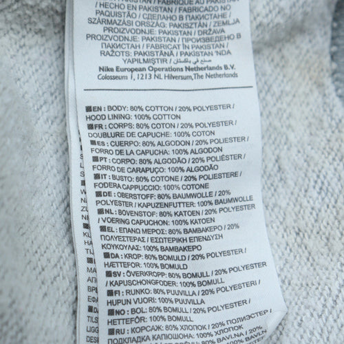 Nike Men’s Grey XS Pullover Hoodie with Logo and Pockets