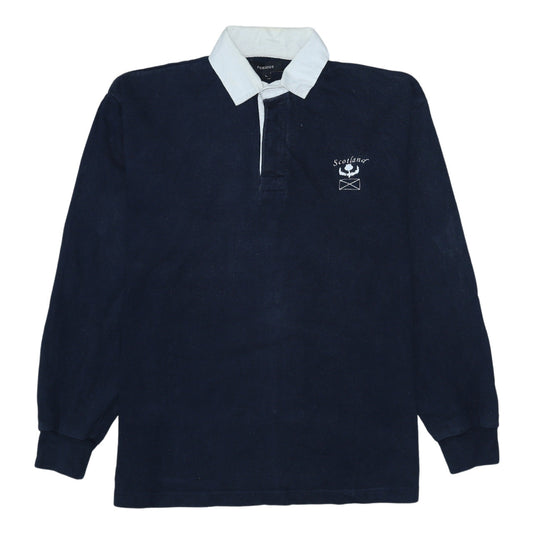 Furious Men's Blue Long Sleeve Scotland Rugby Polo Shirt L Cotton
