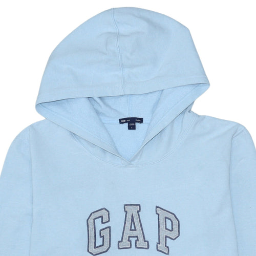 GAP Women Blue Pullover Hoodie Size L Cotton Blend Stretch Casual