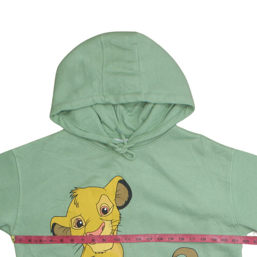 Disney Womens Green Simba Hoodie Small 10/12 Pullover Cotton Blend