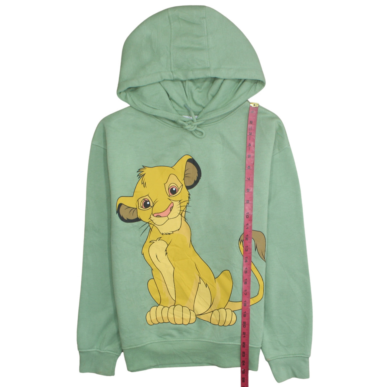 Disney Womens Green Simba Hoodie Small 10/12 Pullover Cotton Blend