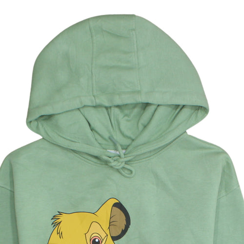 Disney Womens Green Simba Hoodie Small 10/12 Pullover Cotton Blend