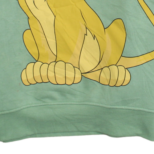 Disney Womens Green Simba Hoodie Small 10/12 Pullover Cotton Blend
