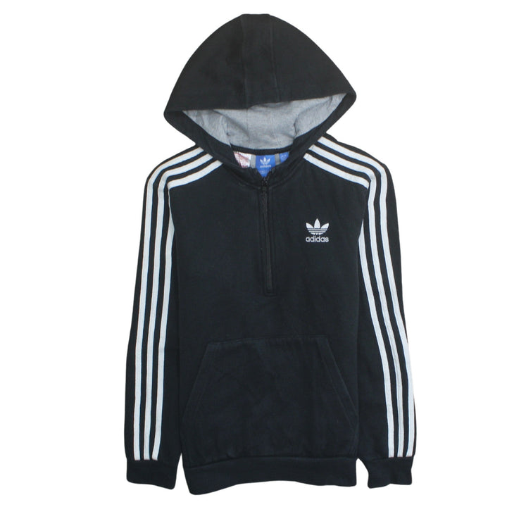 Adidas Boys Black 12-13 Years 1/2 Zip Hoodie with Stripes