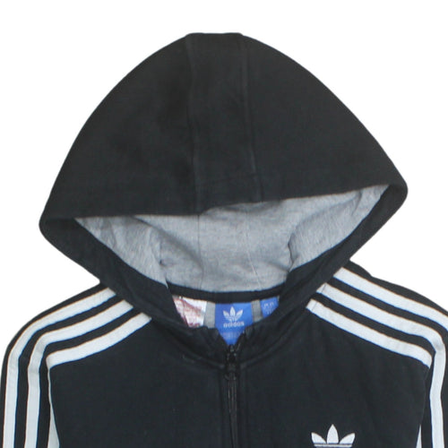 Adidas Boys Black 12-13 Years 1/2 Zip Hoodie with Stripes