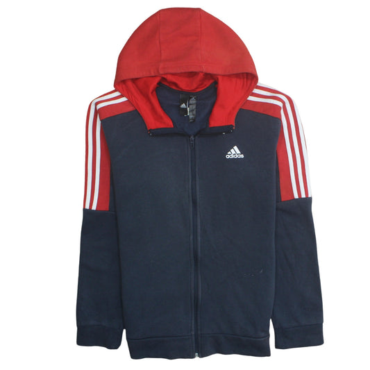 Adidas Mens Navy Red Full Zip Hoodie Medium Hooded Sweatshirt