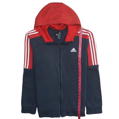 Adidas Mens Navy Red Full Zip Hoodie Medium Hooded Sweatshirt