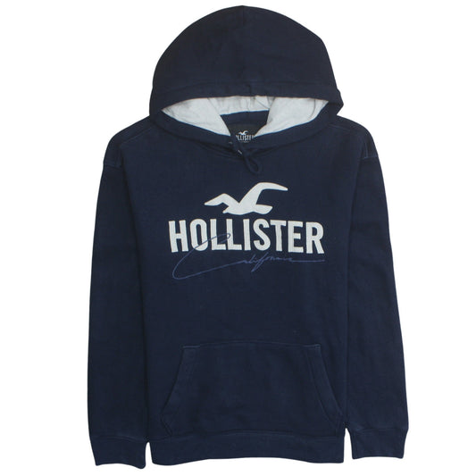 Hollister Men's Blue Pullover Hoodie M Logo Graphic Fleece Sweatshirt