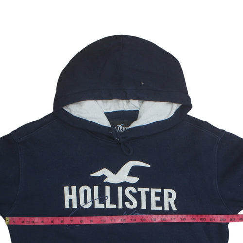Hollister Men's Blue Pullover Hoodie M Logo Graphic Fleece Sweatshirt