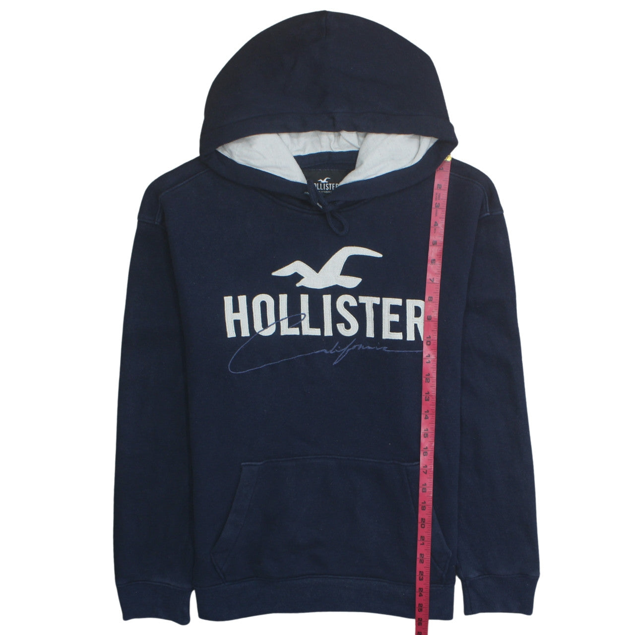 Hollister Men's Blue Pullover Hoodie M Logo Graphic Fleece Sweatshirt