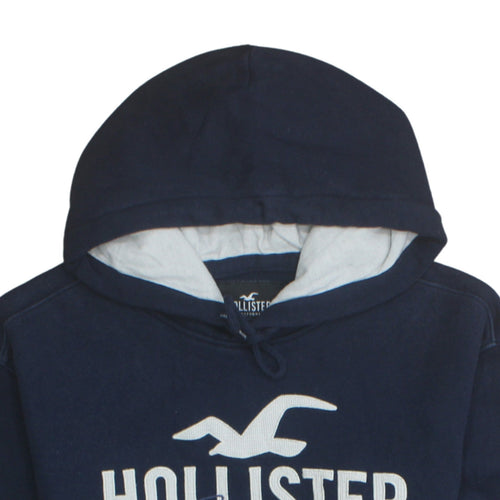 Hollister Men's Blue Pullover Hoodie M Logo Graphic Fleece Sweatshirt