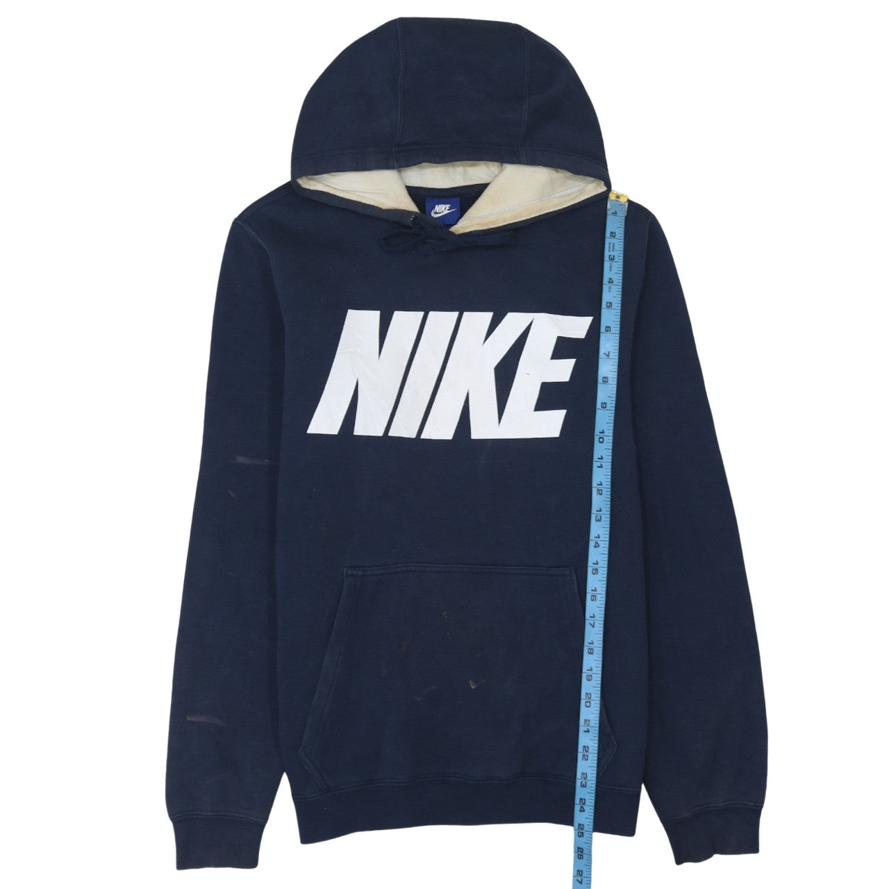 Nike Men's Blue Pullover Hoodie Size S Logo Fleece Sweatshirt