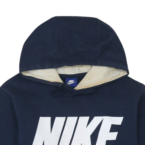 Nike Men's Blue Pullover Hoodie Size S Logo Fleece Sweatshirt