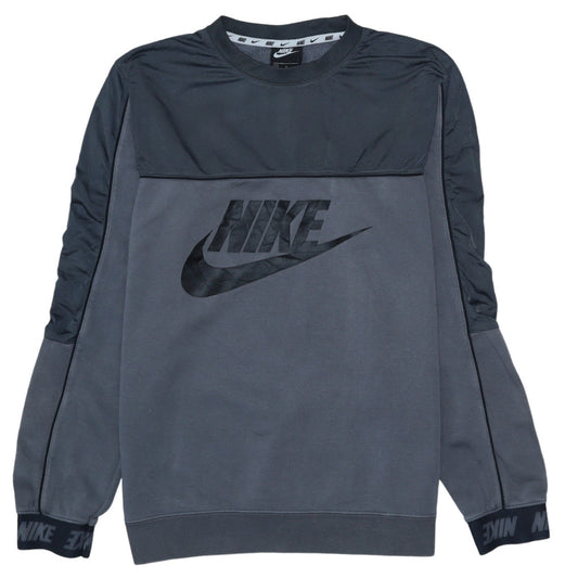 Nike Men's Grey Long Sleeve Pullover Sweatshirt M Logo Sportswear