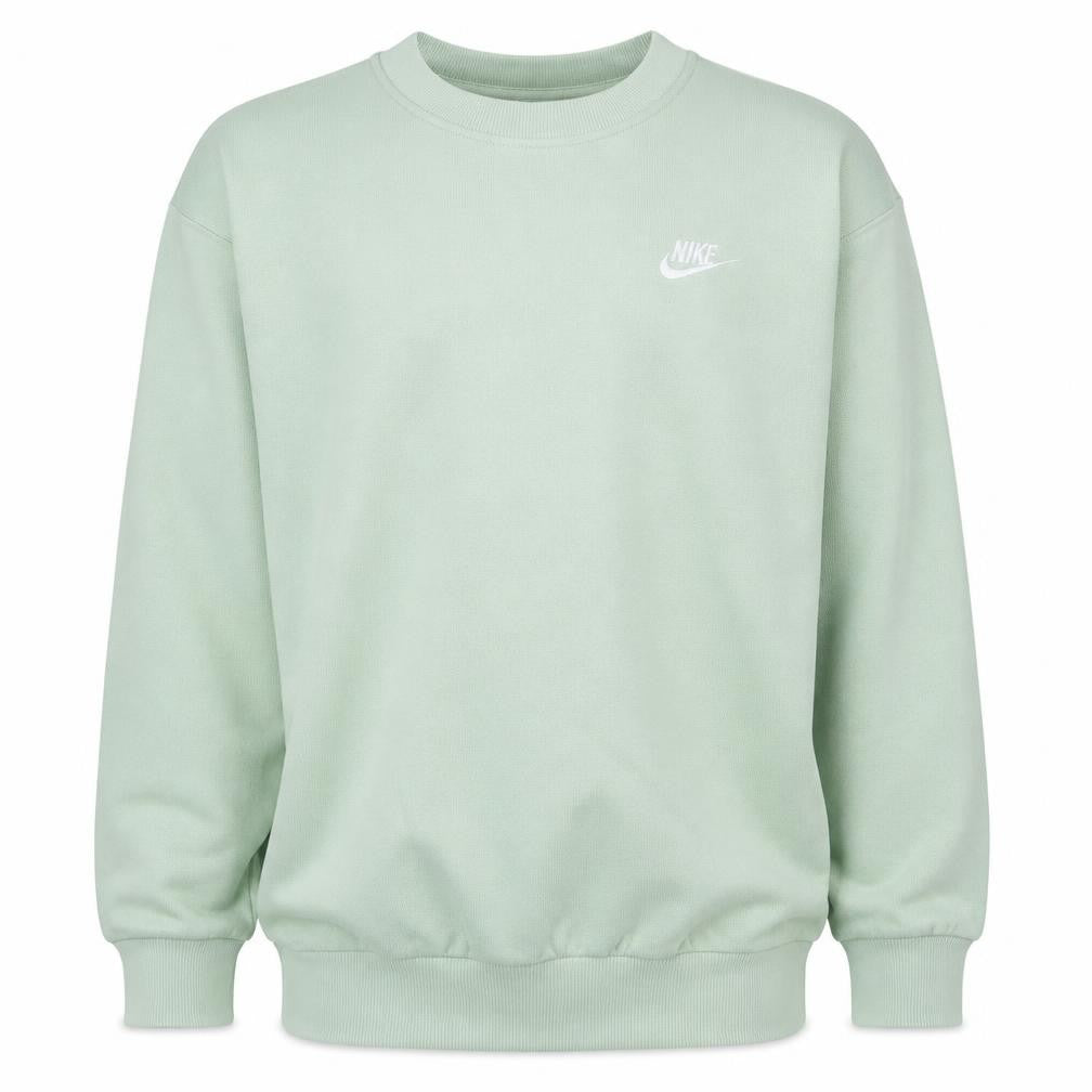 Front view of Nike boys’ green xl pullover sweatshirt crew neck fleece logo top