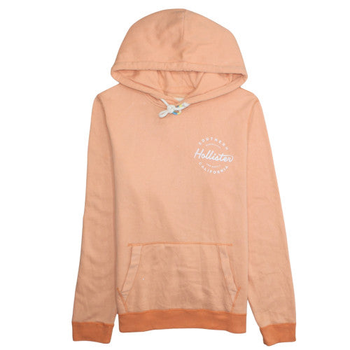 Hollister Men's Orange XL Pullover Hoodie with Logo Print