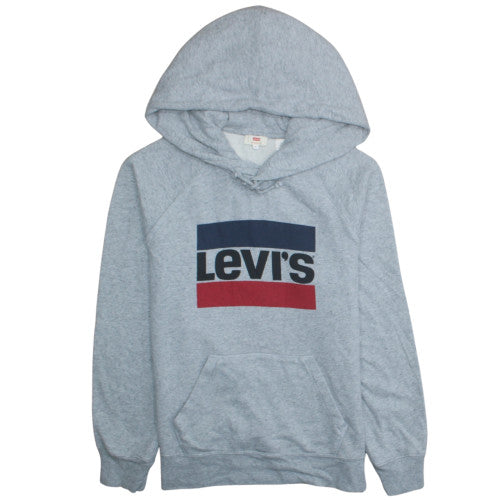 Levi's Men's Grey Pullover Hoodie M Logo Fleece Sweatshirt