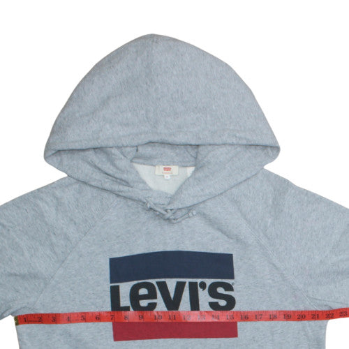 Levi's Men's Grey Pullover Hoodie M Logo Fleece Sweatshirt