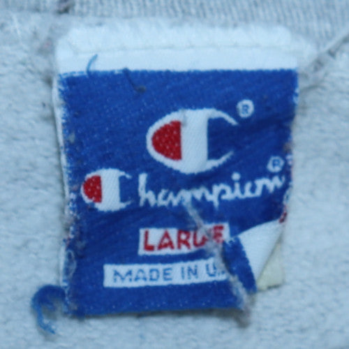 Champion Men's Grey Pullover Sweatshirt L Vintage Logo Fleece